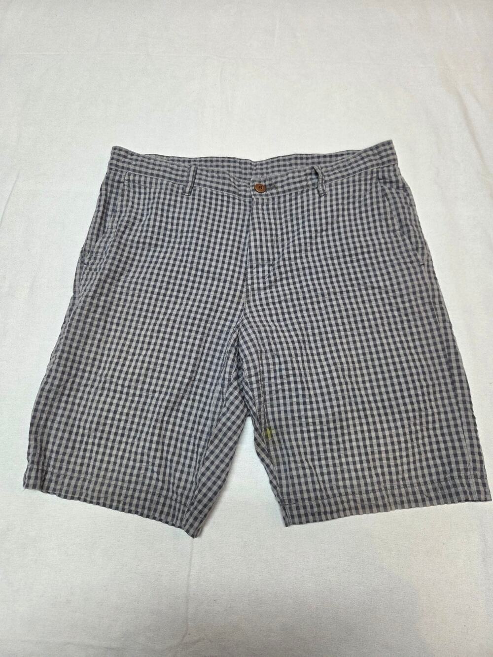 Tommy Bahama Blue Floral Shirt with Gray Gingham Trim Size 34